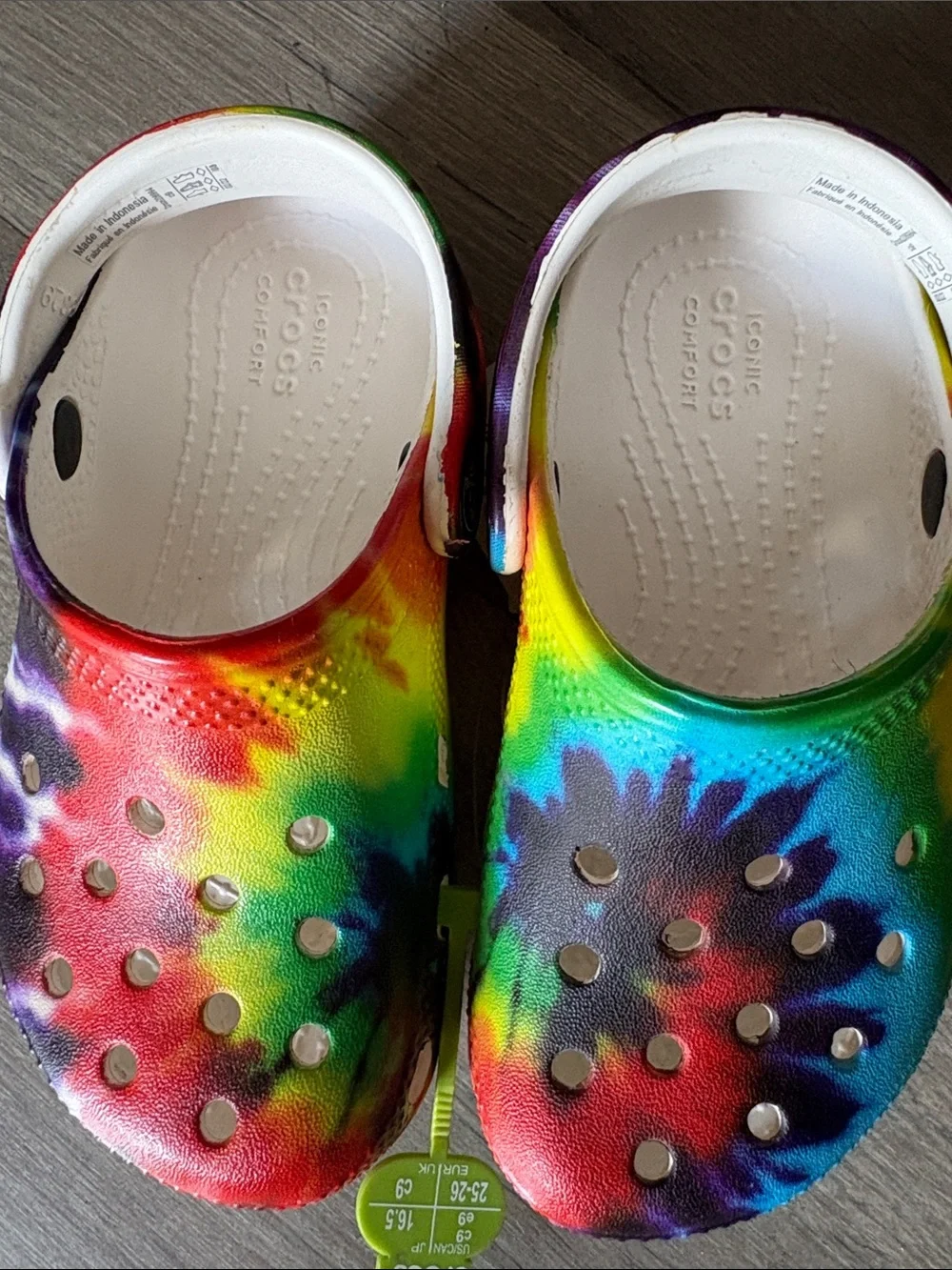 CROCS Kids Tie-Dye Slip-On Clogs in Rainbow